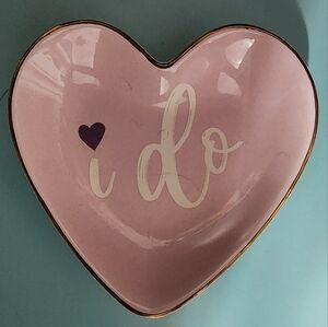 Pink Heart-Shaped Dish with Gold Trim